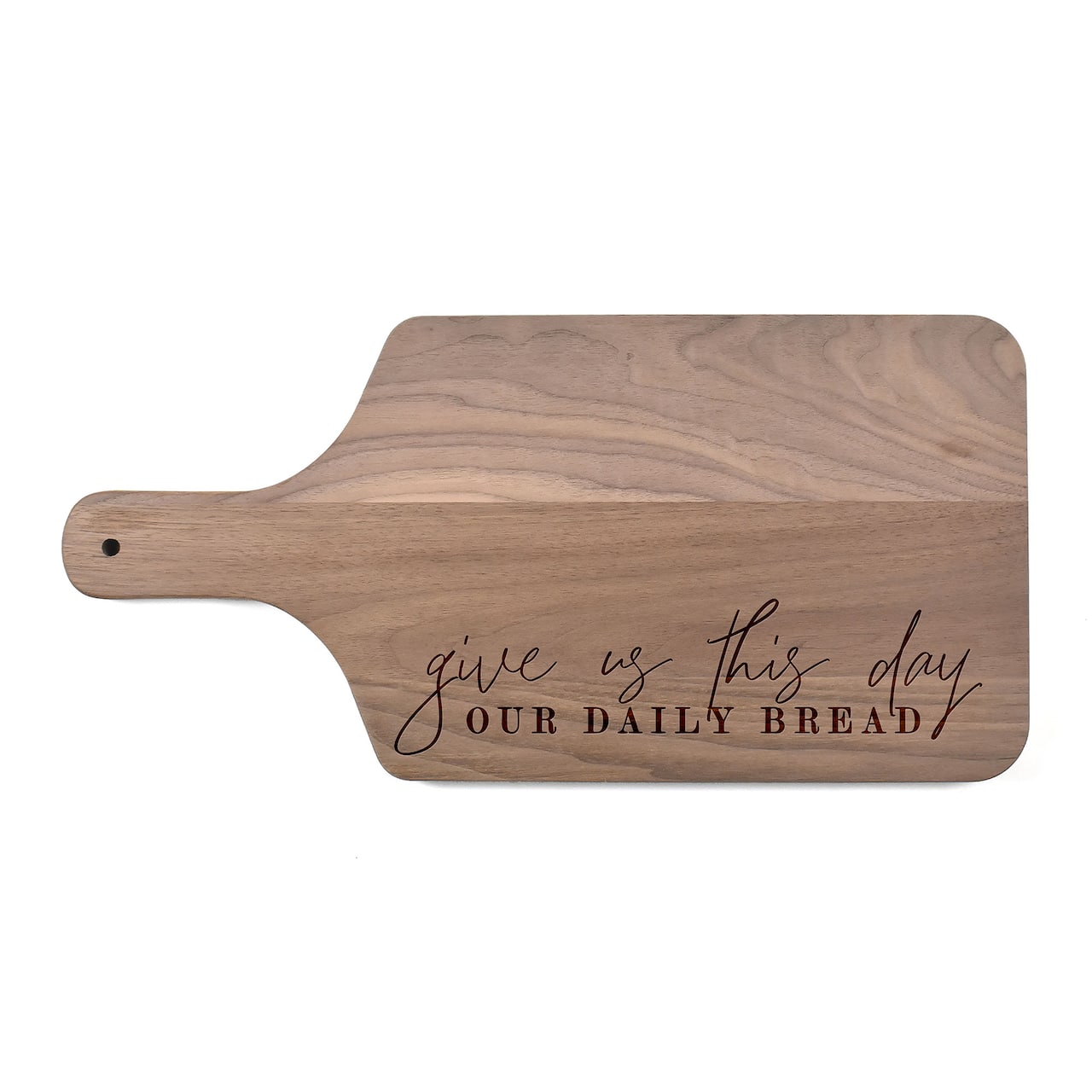 8" x 17" Our Daily Bread Walnut Paddle Cutting Board